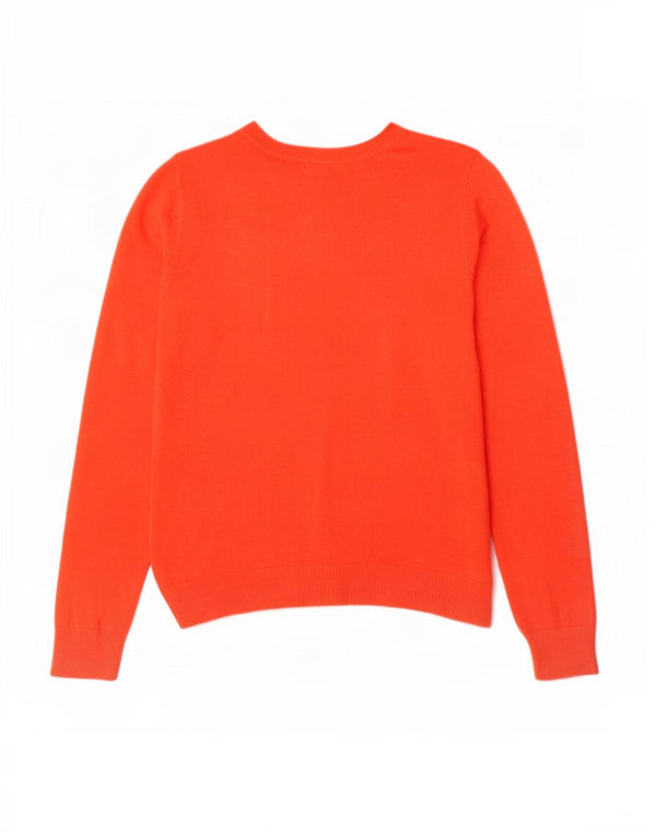 Marks & Spencer Womens Boat Neck Jumper Sweater UK 12 Medium Orange Acrylic
