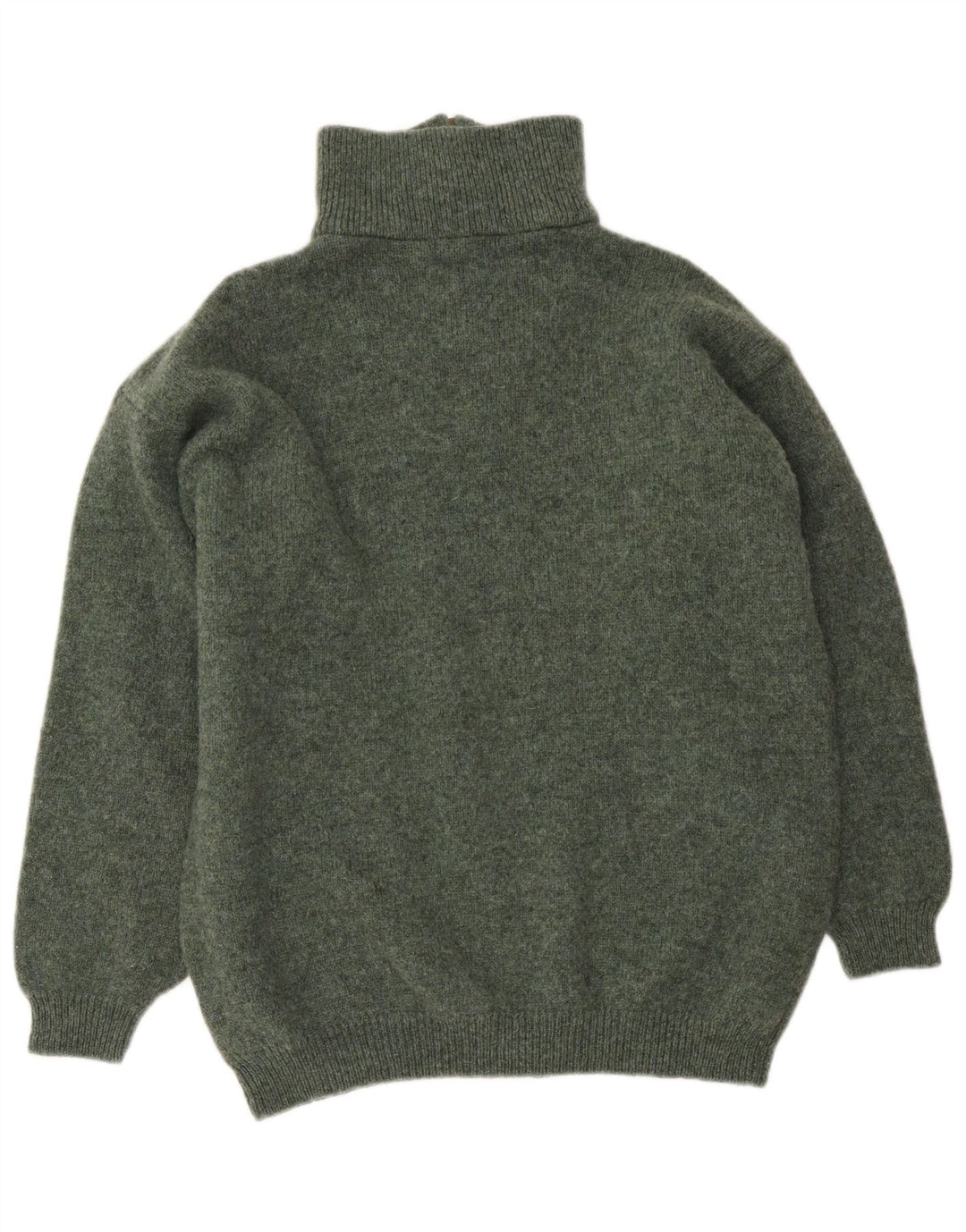 Vintage męski sweter z zamkiem błyskawicznym XL Khaki z dziewiczej wełny