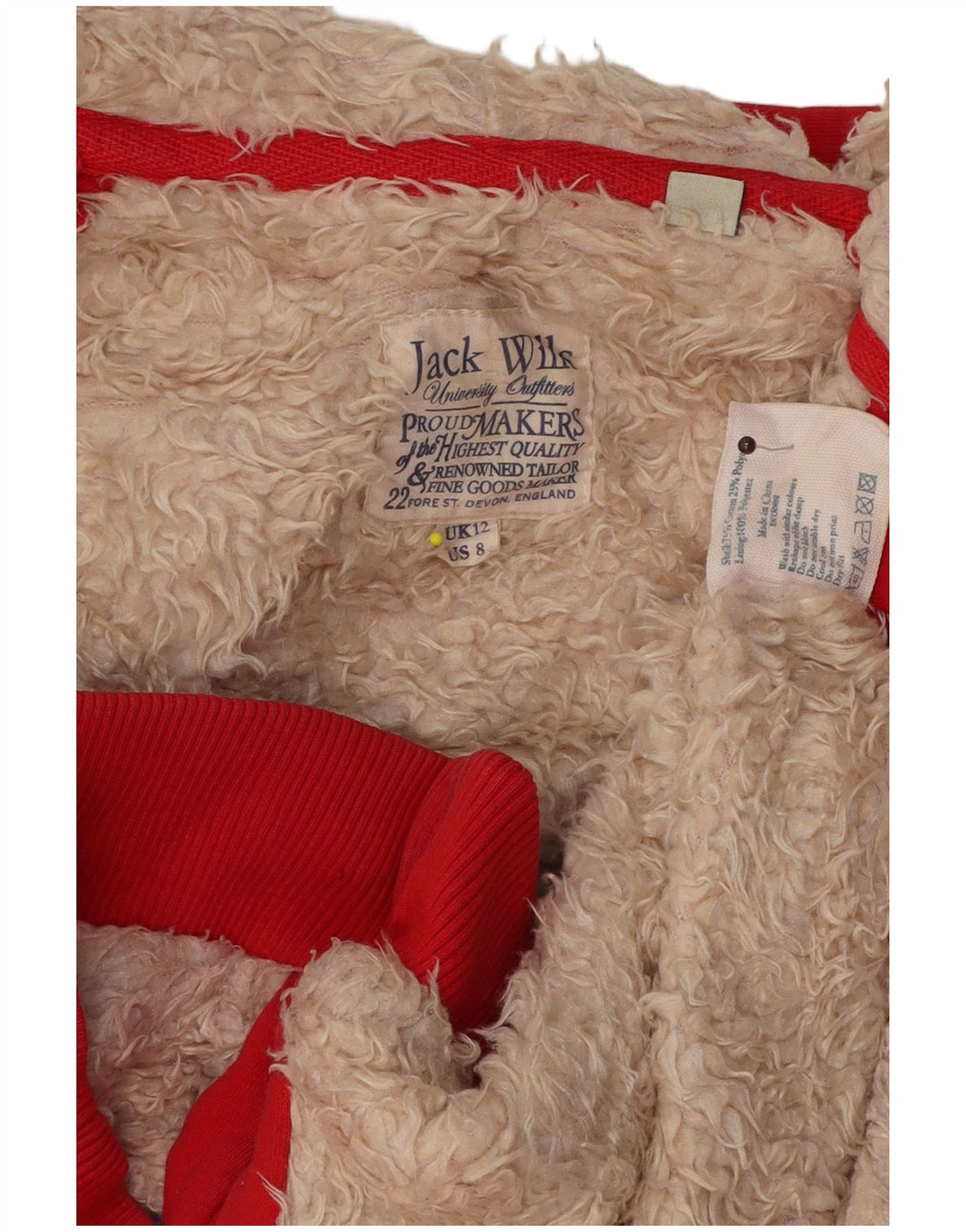 Damski sweter Jack Wills z grafiką i zamkiem błyskawicznym, UK 12, średni czerwony