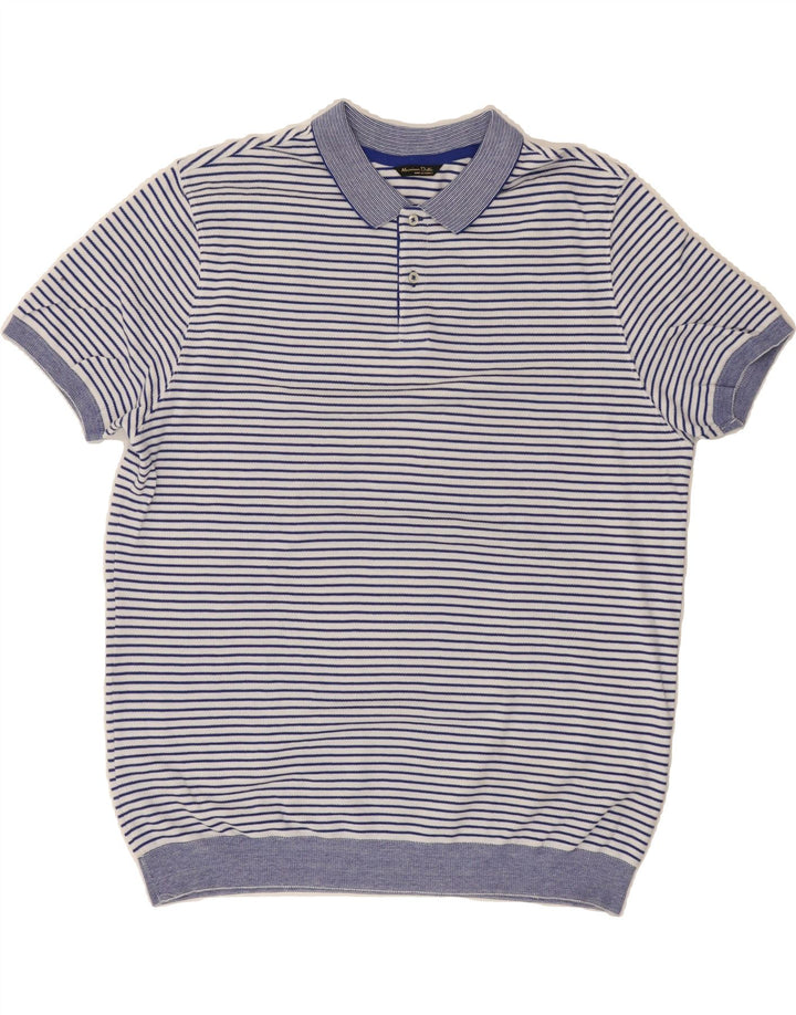 MASSIMO DUTTI Mens Polo Shirt XL Blue Pinstripe Vintage Massimo Dutti and Second-Hand Massimo Dutti from Messina Hembry 