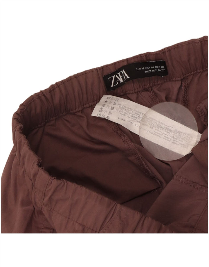 Damskie spodnie cargo z szeroką nogawką Zara, średnie W28 L30, brązowe, poliestrowe