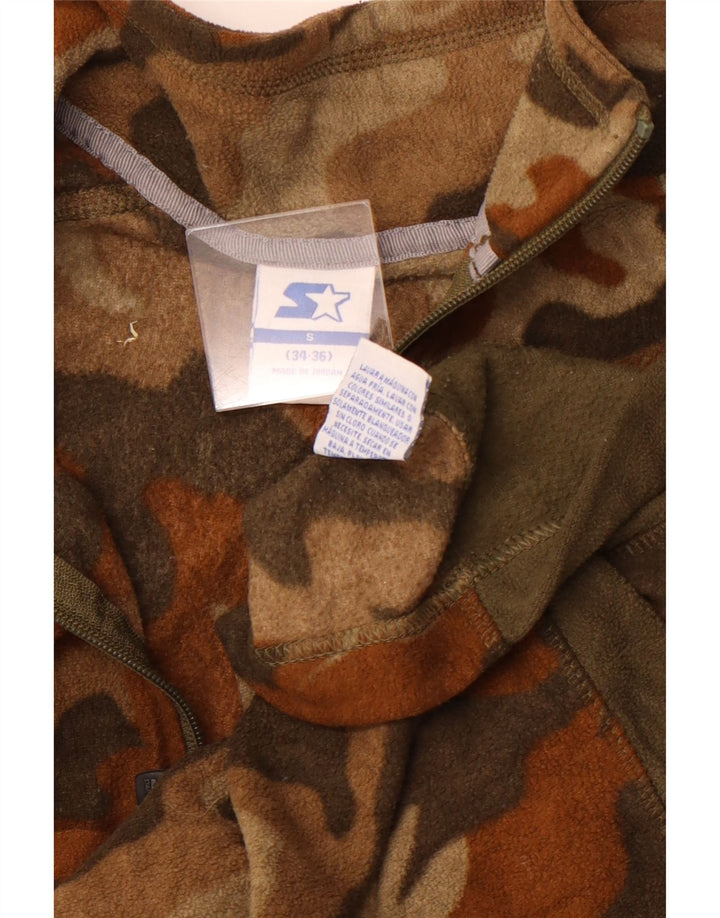 STARTER Męski sweter polarowy z zamkiem błyskawicznym, mały, brązowy, sportowy kamuflaż