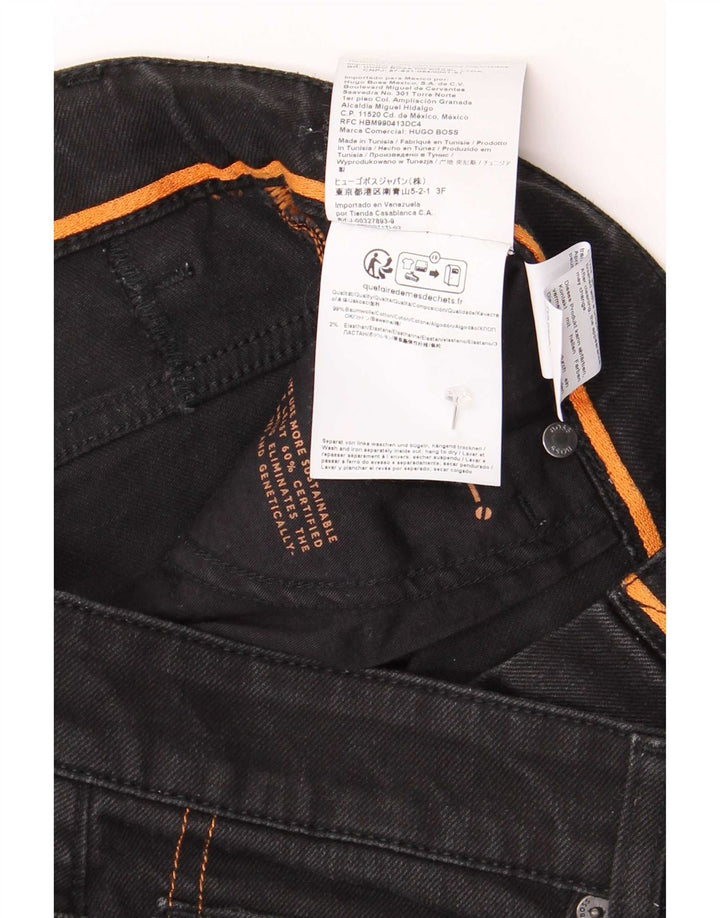 Męskie jeansy slim Hugo Boss W32 L30 Czarne bawełniane