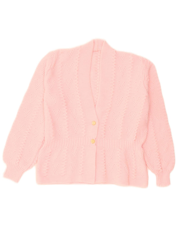 Sweter damski w stylu vintage, UK 14, średni różowy akryl