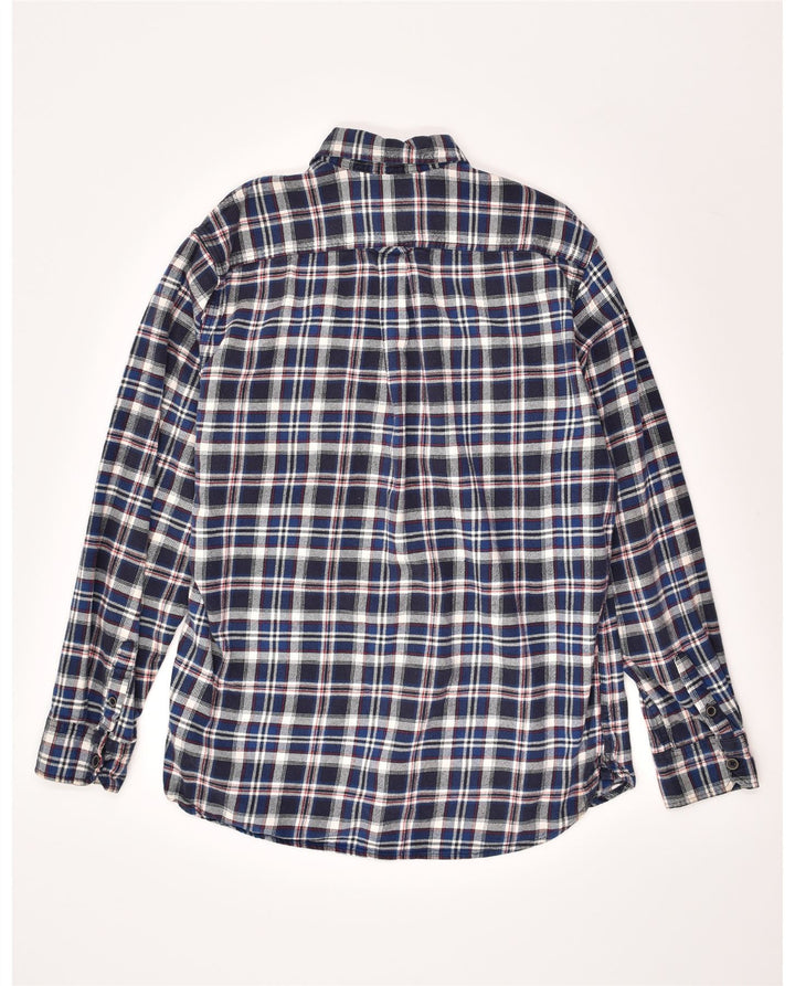 VINTAGE Mens Flannel Shirt XL Navy Blue Check Cotton Vintage Vintage and Second-Hand Vintage from Messina Hembry 