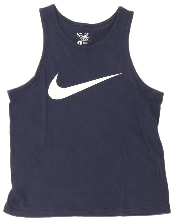 Męska kamizelka z grafiką Nike Slim Fit, duża, granatowa, bawełniana