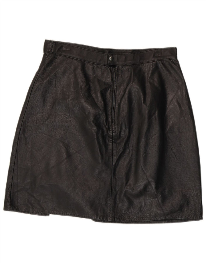 Mini skórzana spódnica damska VINTAGE W28 Średnia Czarna