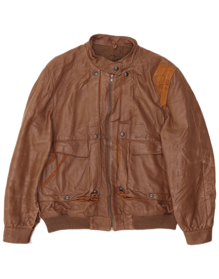 Damska kurtka skórzana VINTAGE IT 48 XL Brązowa skóra