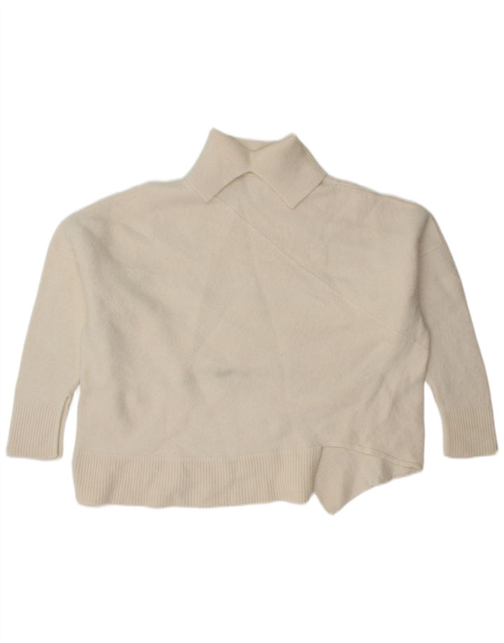 Cos Damski sweter oversize z golfem UK 14, średnia biała wełna