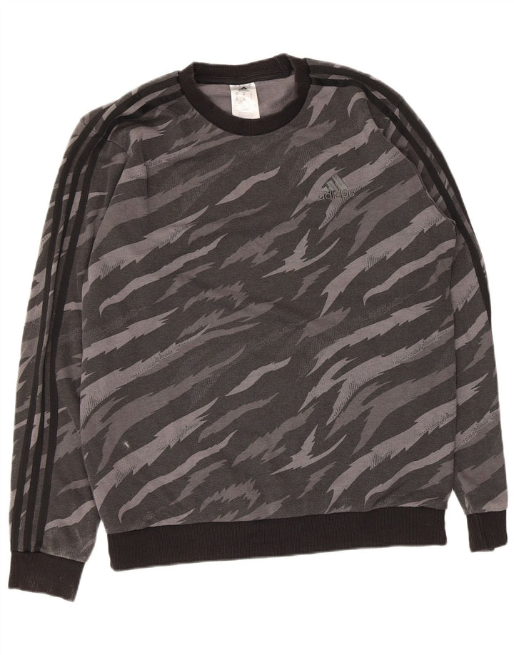 Bluza męska Adidas, średnio szara, bawełniana z nadrukiem zwierzęcym
