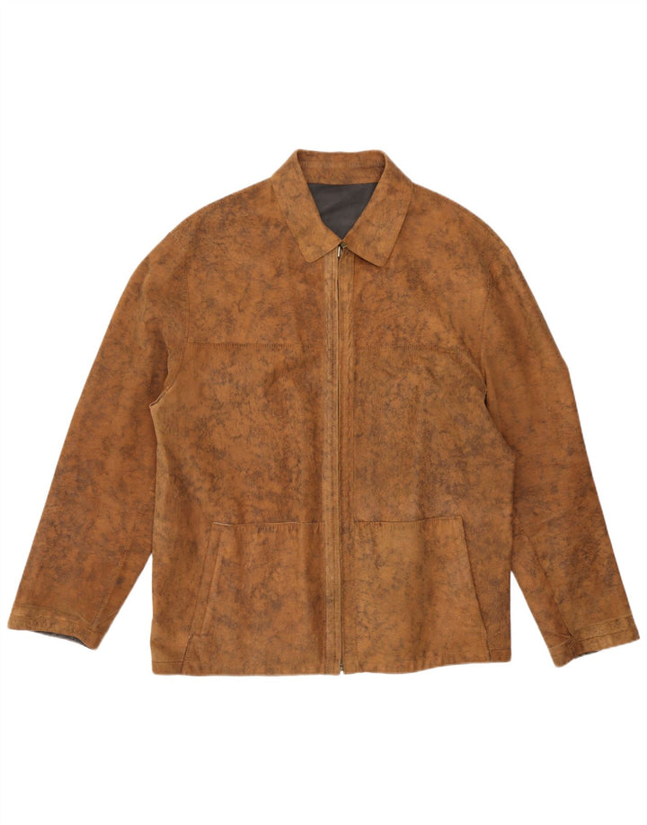 Dwustronna skórzana kurtka męska Vintage EU 56 3XL brązowa