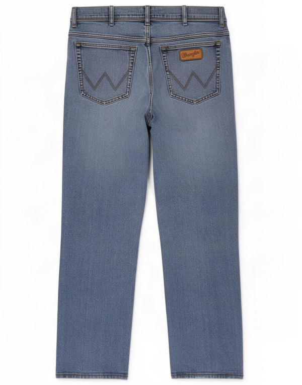 Męskie jeansy Wrangler Texas, proste, w trudnej sytuacji, W36 L34, niebieska bawełna