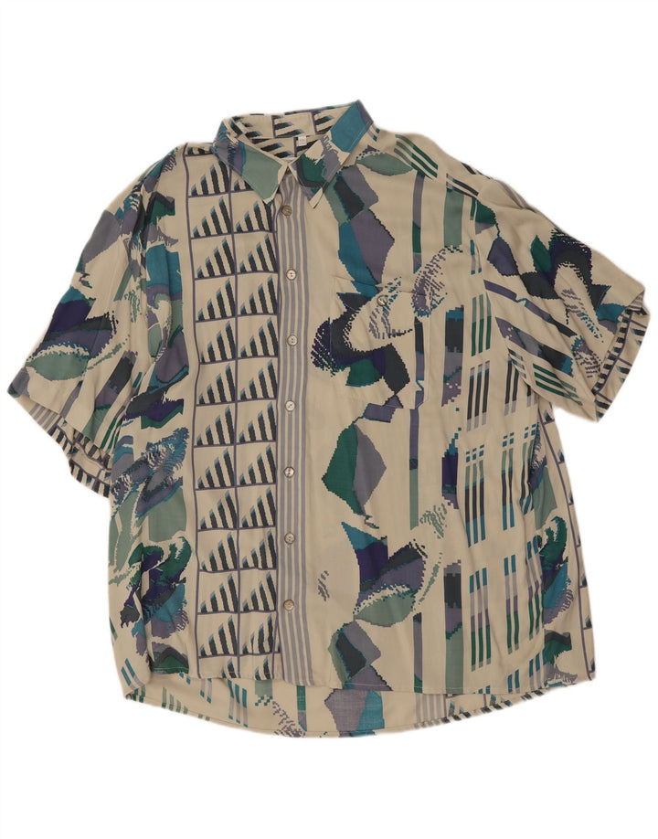 Męska koszula z krótkim rękawem Leonardo, rozmiar 45/46, 2XL, biała, geometryczna