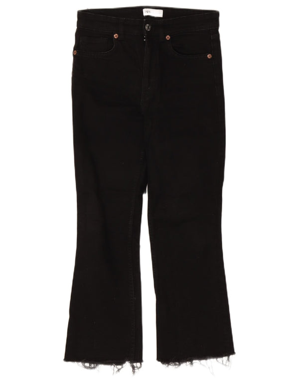 Damskie jeansy typu bootcut z wysokim stanem Zara EU 38 Small W28 L25 Czarna bawełna
