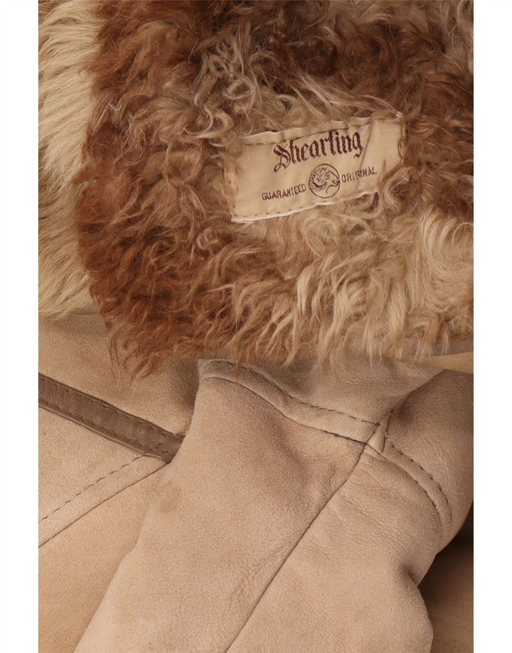 Vintage damski płaszcz Shearling UK 14 Średni brązowy Shearling