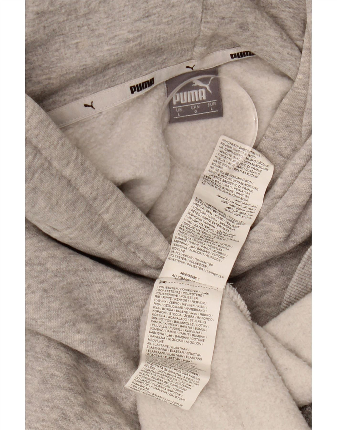 Damski sweter z kapturem PUMA, duży, graficzny, UK 16, duży, szary, bawełniany