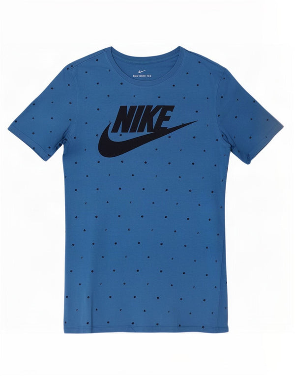 Męski T-shirt Nike o sportowym kroju z grafiką, mały, niebieski, bawełniany w cętki