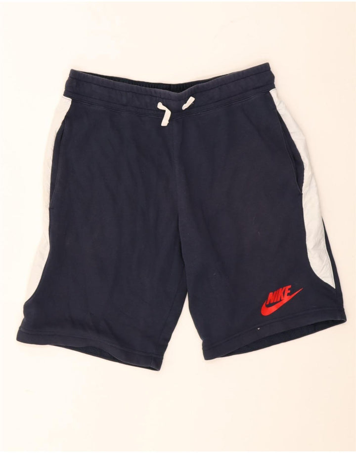 Męskie spodenki sportowe Nike, średnie, granatowe, bawełniane z blokami kolorów