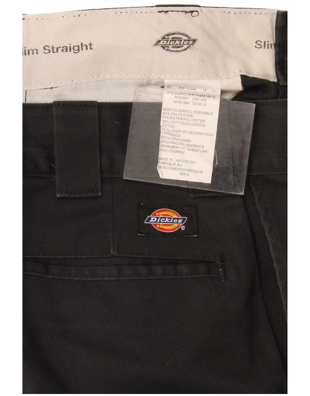 Męskie spodnie chino Dickies Slim Straight W30 L32 Czarny poliester