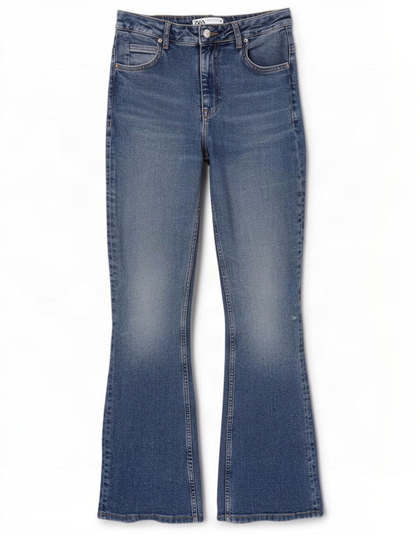 Damskie jeansy rozkloszowane Zara EU 40 Medium W30 L31 Niebieskie bawełniane