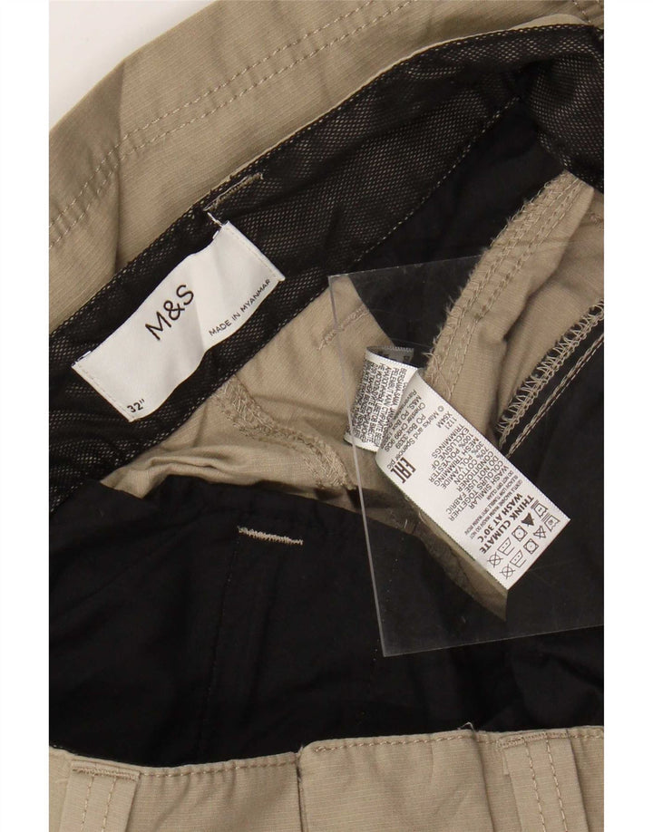 Marks & Spencer Męskie spodenki cargo średnie W32 beżowe bawełniane