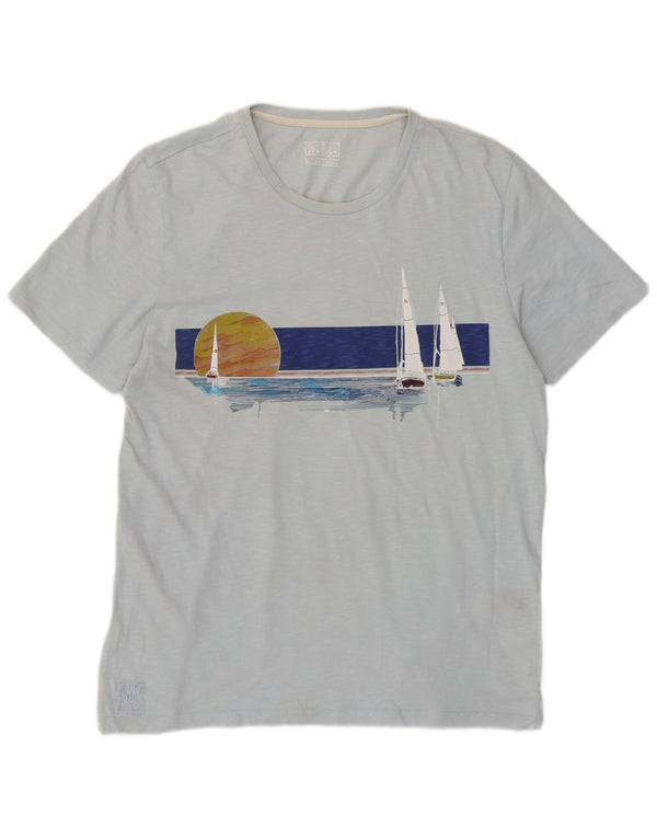 Męski T-shirt z grafiką Fat Face, duży, niebieski, bawełniany