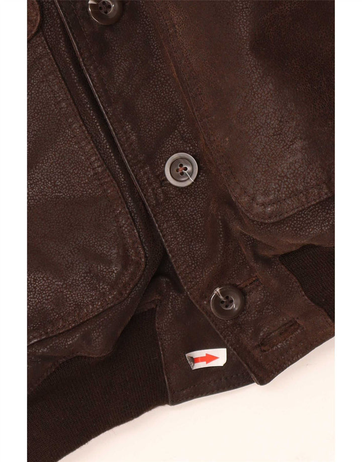 Vintage męska kurtka skórzana bomber IT 48 średni brąz