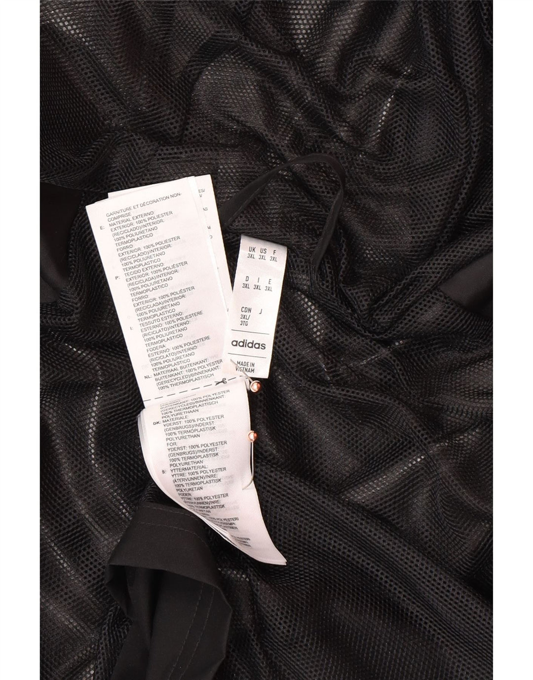 Męska kurtka przeciwdeszczowa ADIDAS z kapturem i grafiką UK 46 3XL, czarny poliester