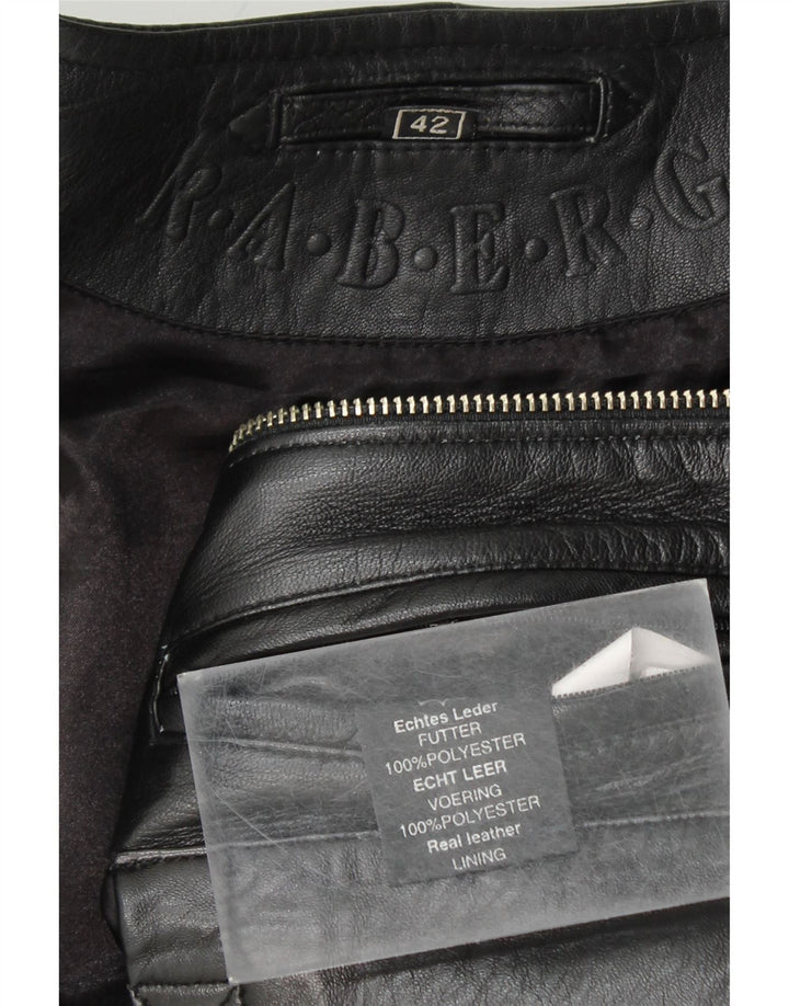 Damska kurtka skórzana RABERG Crop EU 42, duża czarna skóra