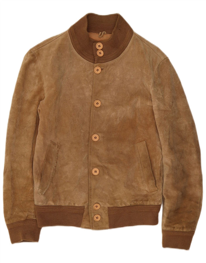 Vintage męska zamszowa kurtka bomber IT 46 Small Beige