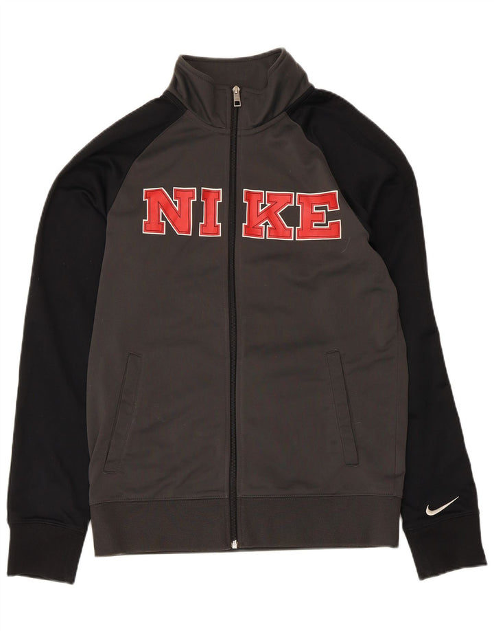 Męska kurtka dresowa Nike Graphic, mała, szara, z blokami kolorów, poliester