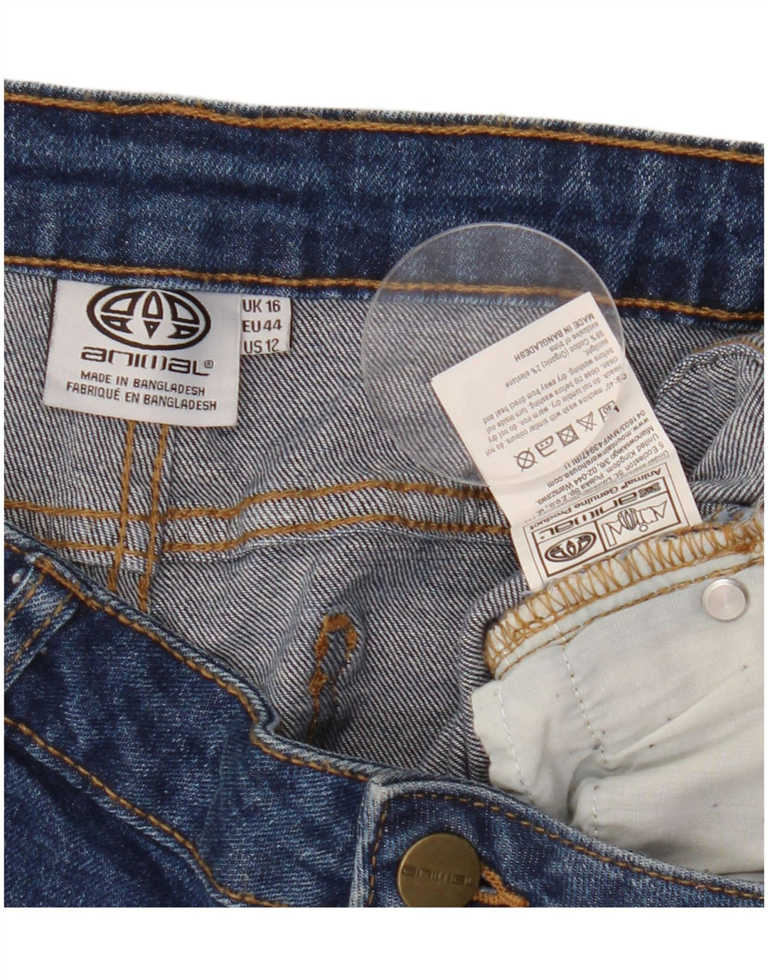 Damskie spodenki jeansowe ANIMAL UK 16, duże W34, niebieska bawełna