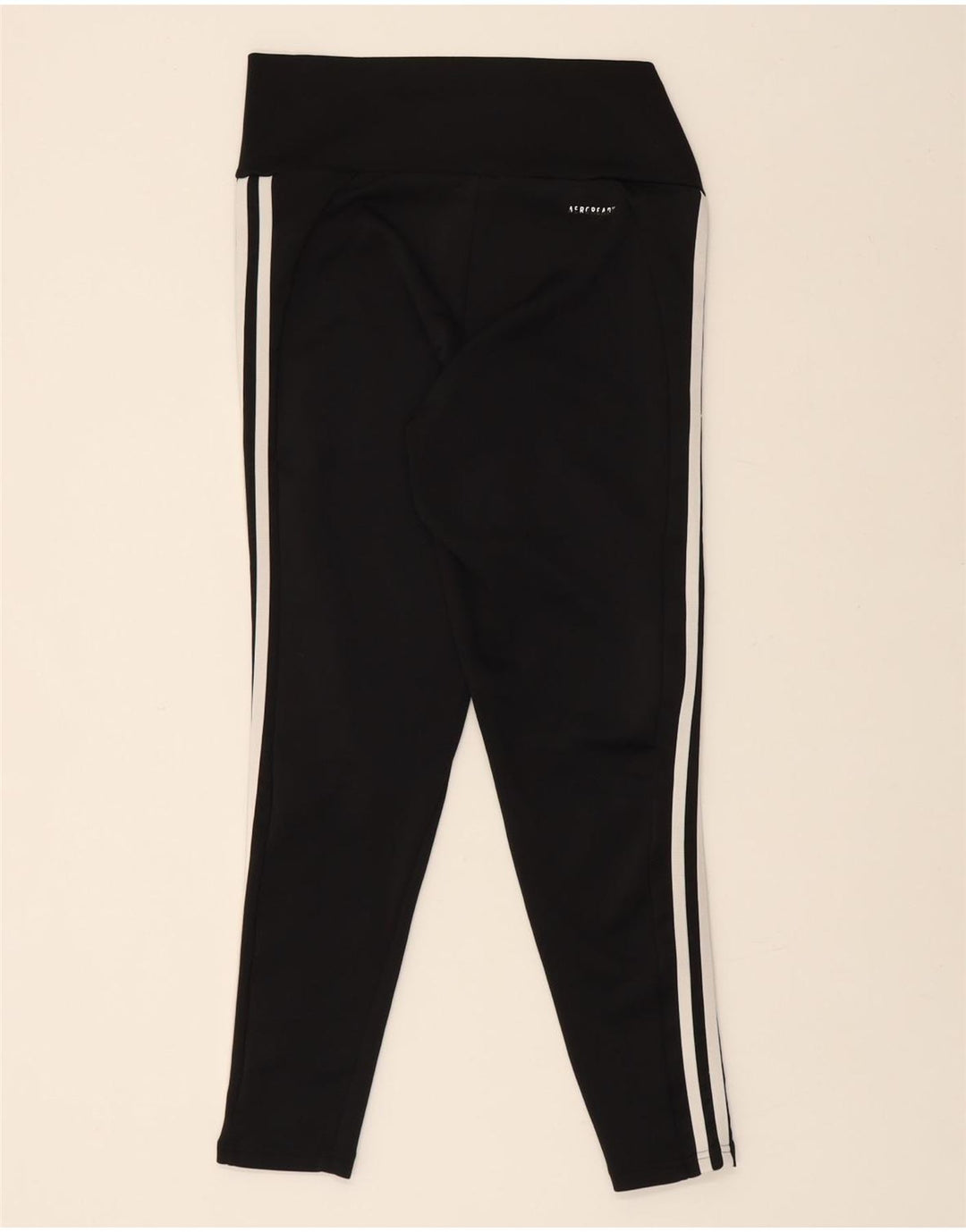 ADIDAS Womens Aeroready Crop Leggings UK 12/14 Medium  Black Polyester Vintage Adidas and Second-Hand Adidas from Messina Hembry 