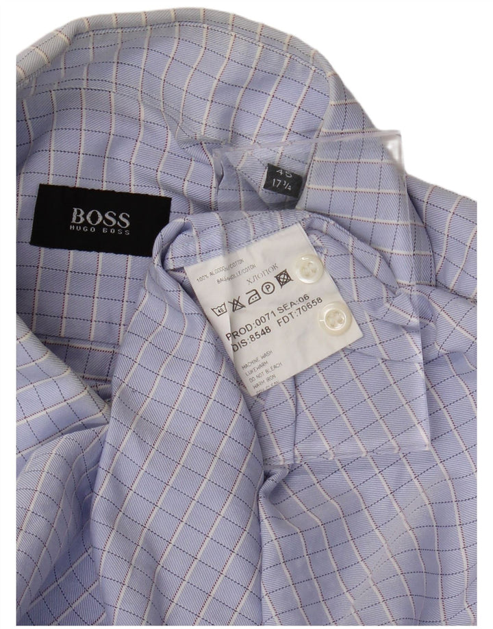 Koszula męska HUGO BOSS rozmiar 45 17 1/2 XL, bawełniana fioletowa kratka