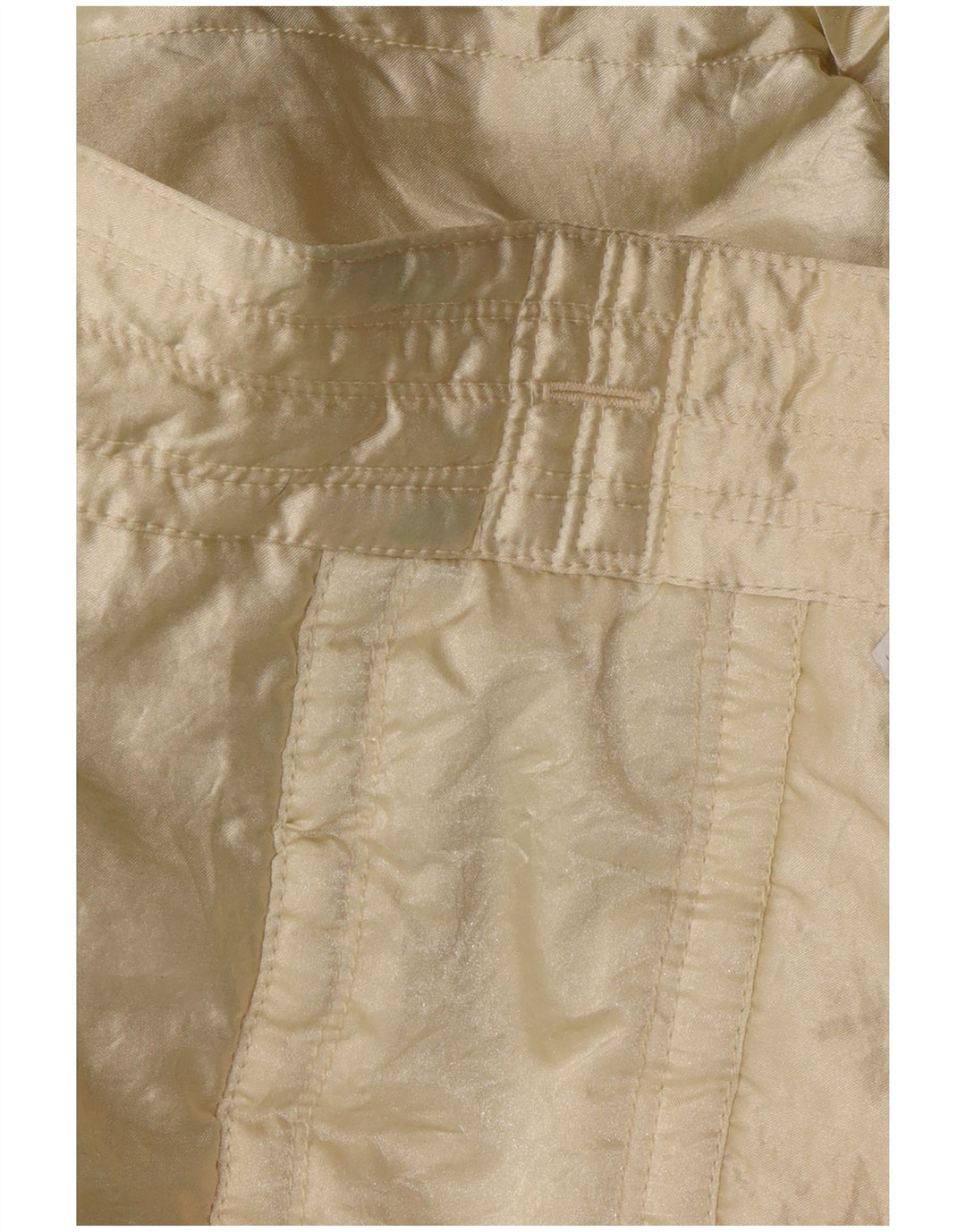 Vintage damski płaszcz wiatrówkowy z kapturem, oversize UK 14, średni żółty nylon