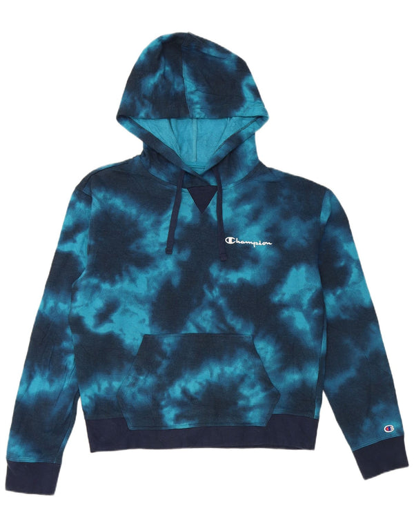 Damski sweter z kapturem Champion UK 14 Średni niebieski Tie Dye Cotton
