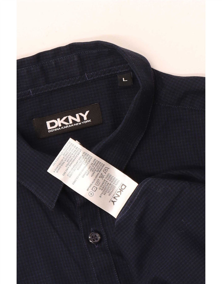 Koszula męska Dkny, duża, bawełniana w kratkę, granatowa
