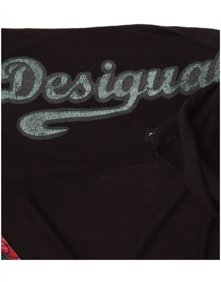 Damska bluzka Desigual Batwing Top UK 16, duża, czarna w kwiaty