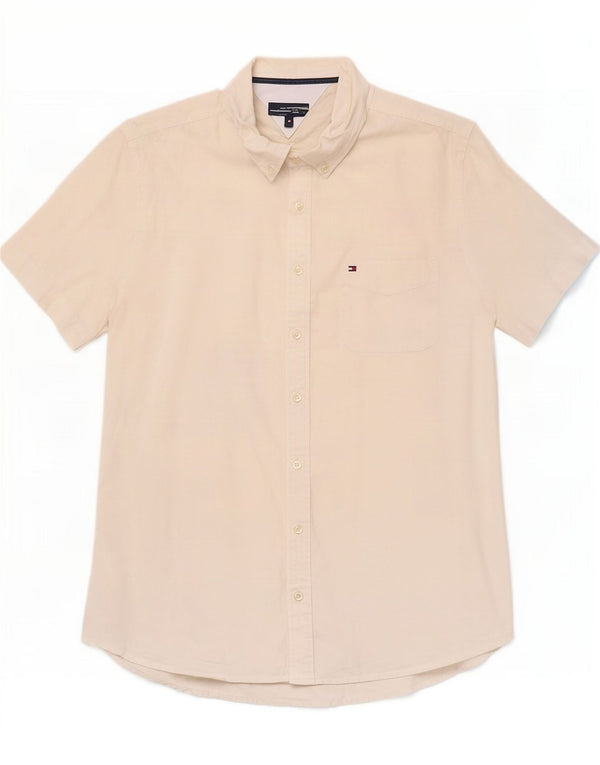 Męska koszula z krótkim rękawem Tommy Hilfiger, mała, biała, bawełniana