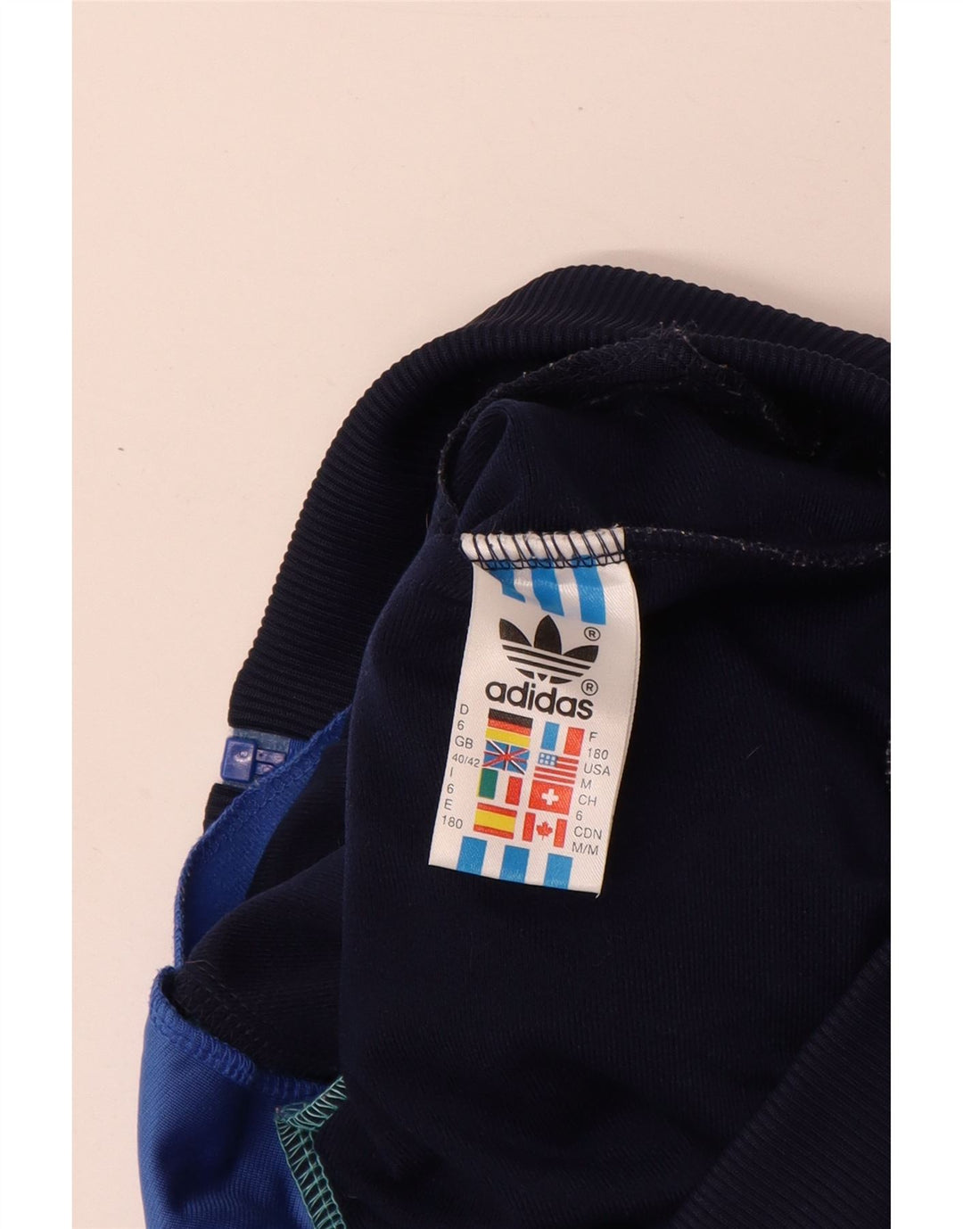 Adidas Męska bluza dresowa UK 40/42 Średni niebieski poliester z blokami kolorów