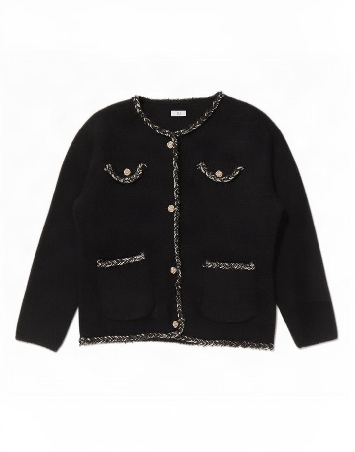 Sweter damski w stylu vintage, UK 12, średni czarny poliamid