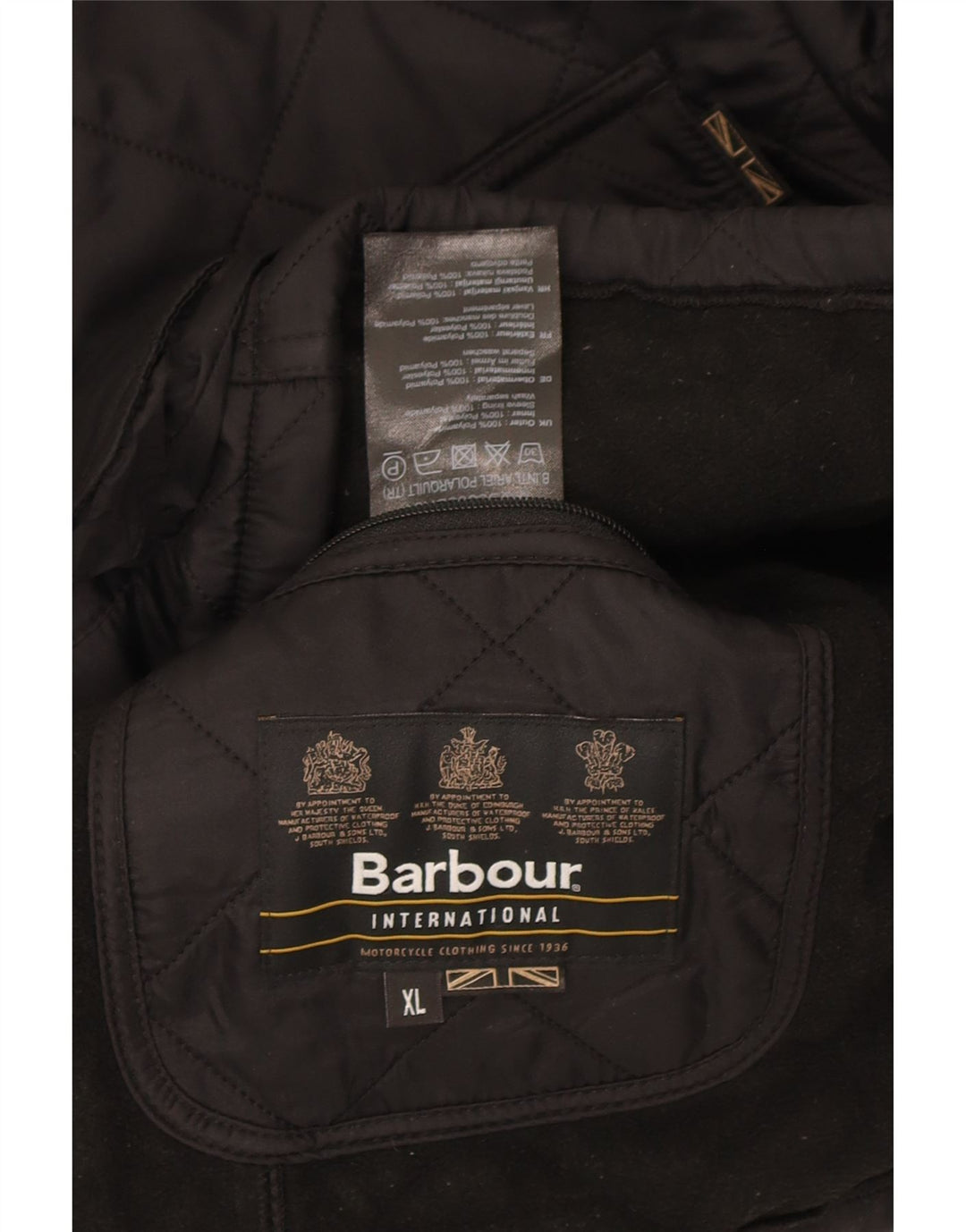 Męska pikowana kurtka Barbour UK 42 XL, czarna, poliamid