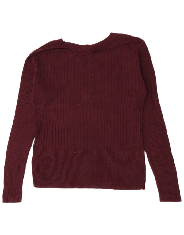 Sweter damski Oasis z dekoltem w kształcie litery V, UK 12, średni bordowy wiskoza