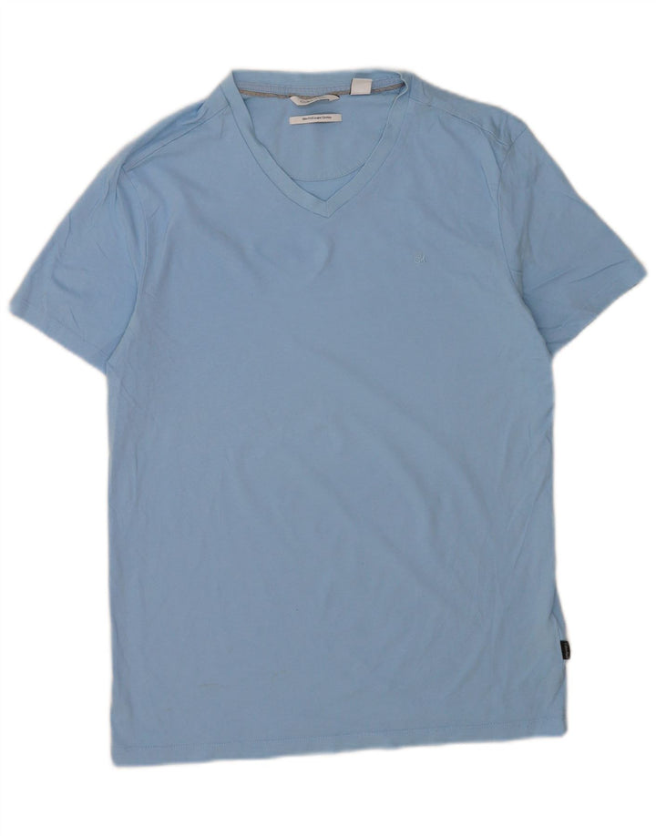 Męski T-shirt Calvin Klein Slim Fit, bawełniany kolor średni niebieski