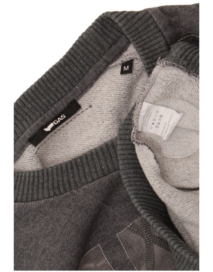 Gas Mens Graphic Sweatshirt Jumper Medium Grey Cotton