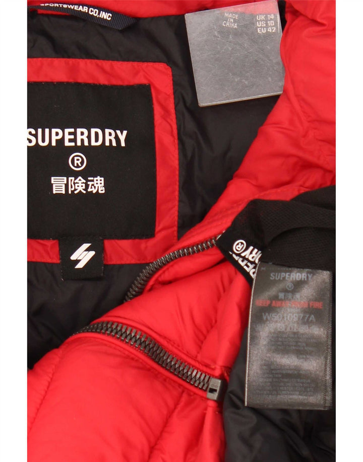 Damska kurtka ocieplana Superdry UK 14 duża czerwona poliester