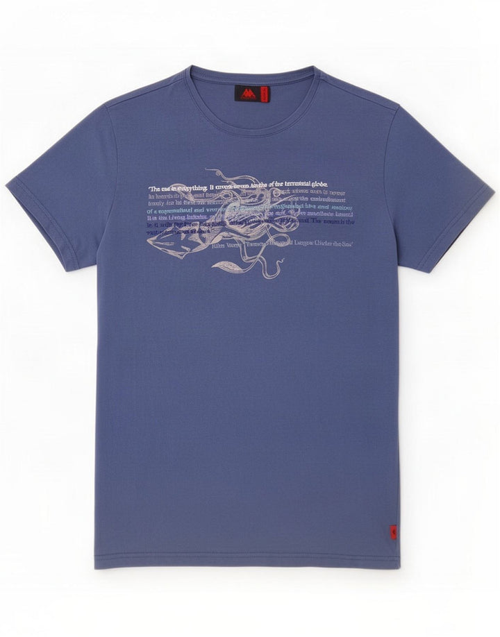 Kappa Męska koszulka graficzna Top Medium Blue Cotton