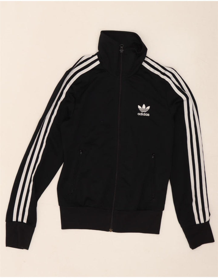 Adidas Damska Grafitowa Bluza Dresowa ze Stojącym Kołnierzem UK 8 Mała Czarna Poliester