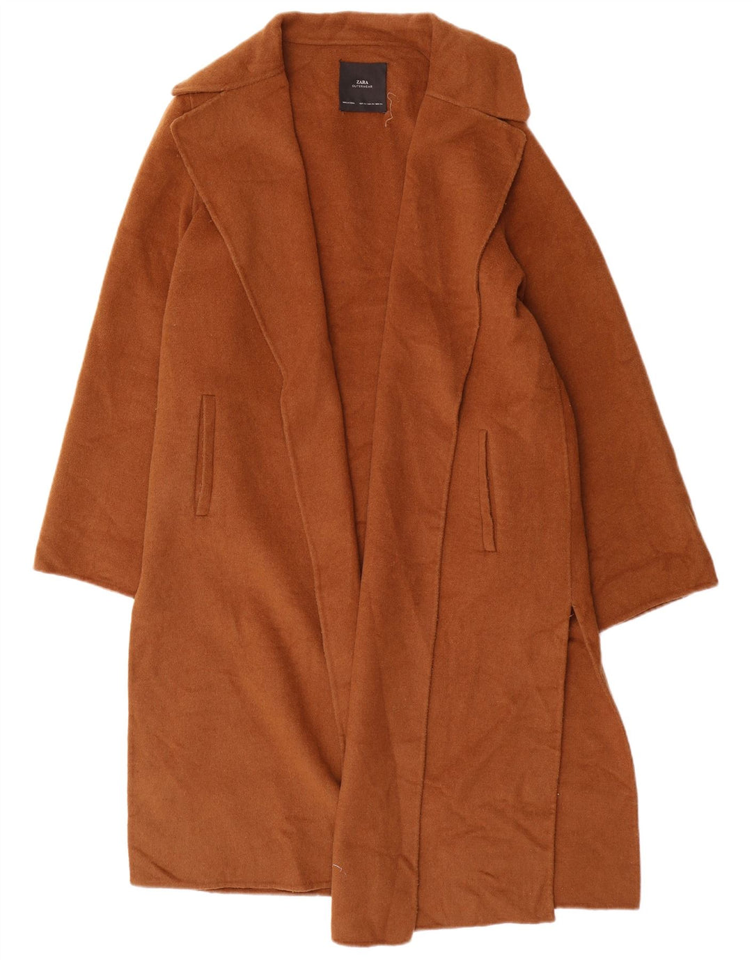 Zara Damski płaszcz oversize, otwarty, UK 6 XS, brązowy, wełniany