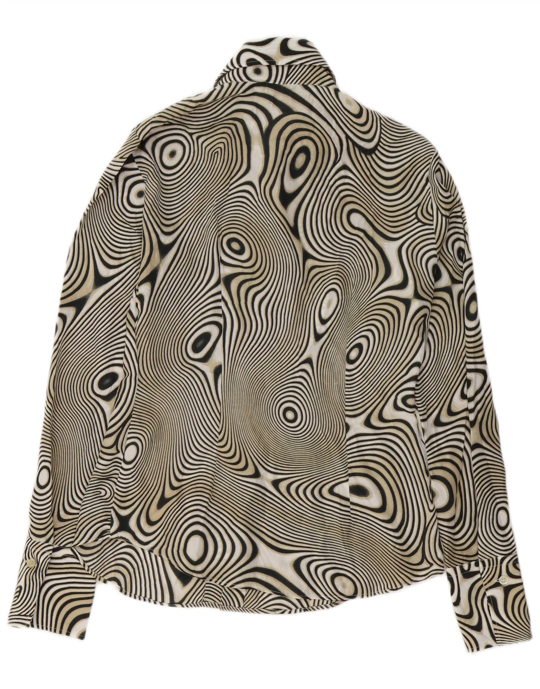 Damska bluzka koszulowa BENETTON z abstrakcyjnym wzorem UK 14, średnia czarna